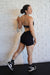 BLACK SHORTS WITH V-CUT SCRUNCH BUTT