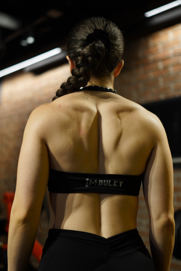 BLACK OPEN BACK SPORTS BRA