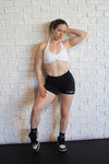 BLACK SHORTS WITH V-CUT SCRUNCH BUTT