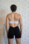 BLACK SHORTS WITH V-CUT SCRUNCH BUTT