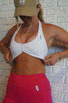 WHITE OPEN BACK SPORTS BRA